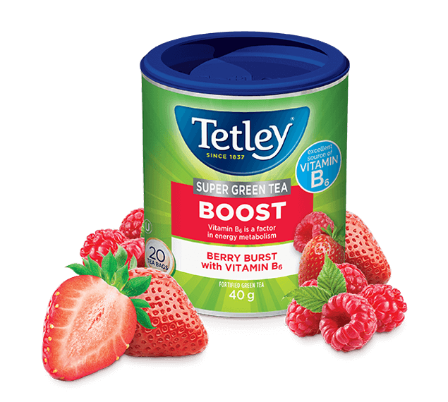 Tetley  Berry Burst Super Green Tea Boost  w/Vitamin B6 Tea Bags 20ct