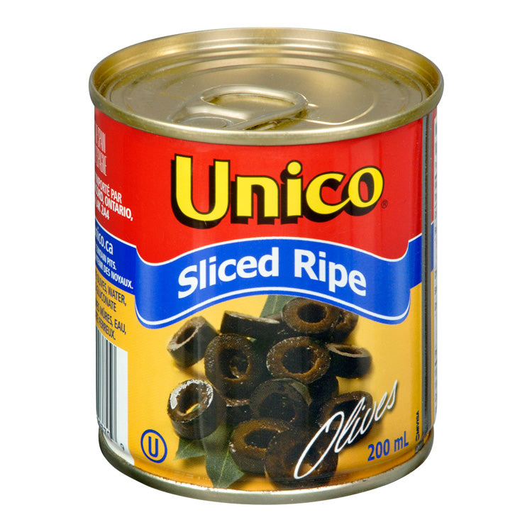 Unico Sliced Black Olives 200ml