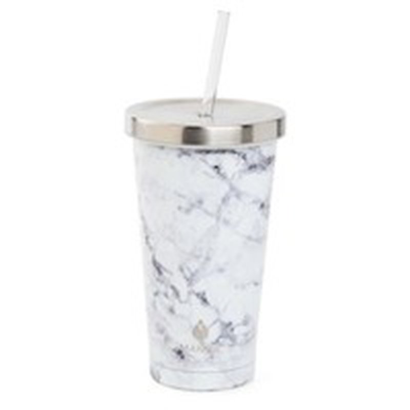 Manna White Chilly Marble Stainless Steel Tumbler 18oz