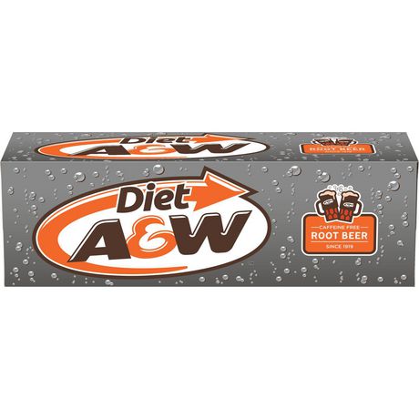 A & W Diet Root Beer Soda 12 x 355ml