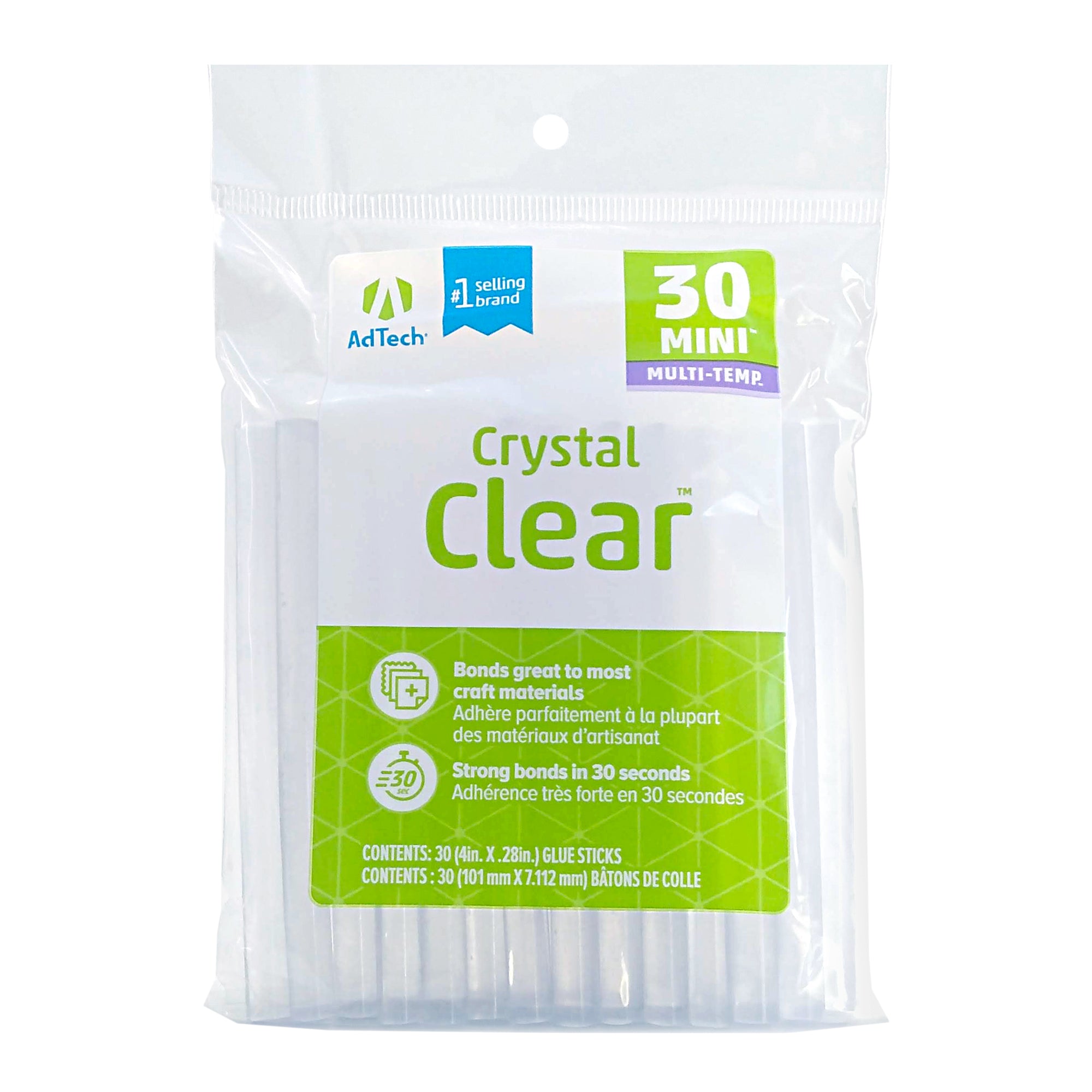 AdTech Crystal Clear Mini Hot Glue Sticks  30pk