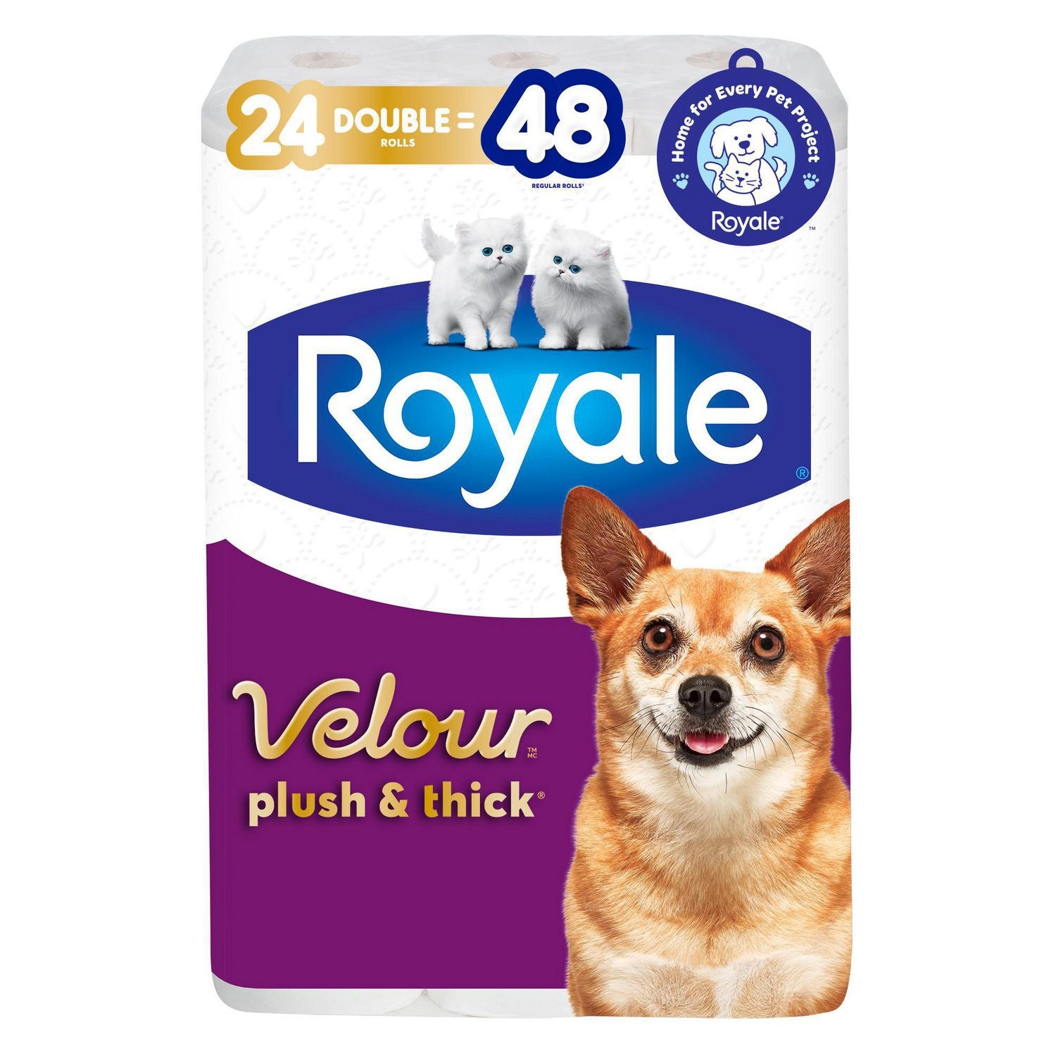 Royale Velour Plush & Thick  Bathroom Tissue 24=48 Rolls