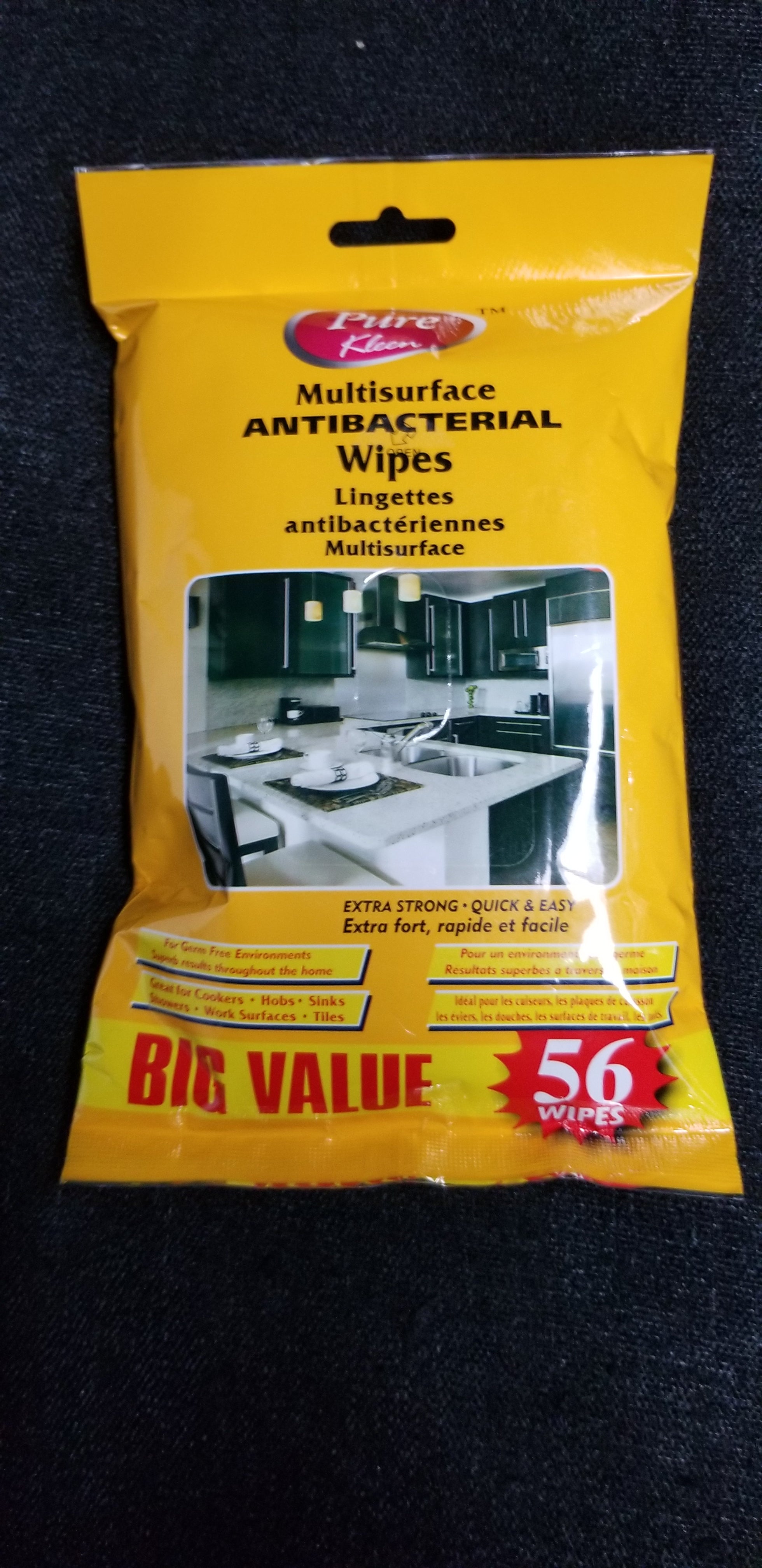 Pure Kleen Multisurface Antibacterial Wipes 56ct