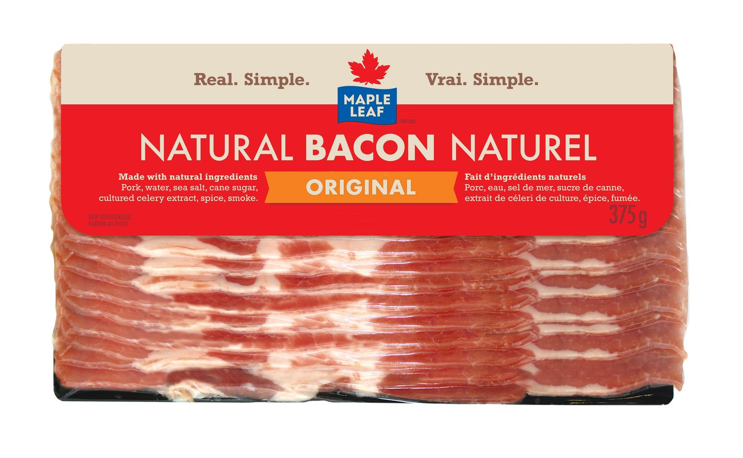 Maple Leaf Natural Original  Bacon 375g