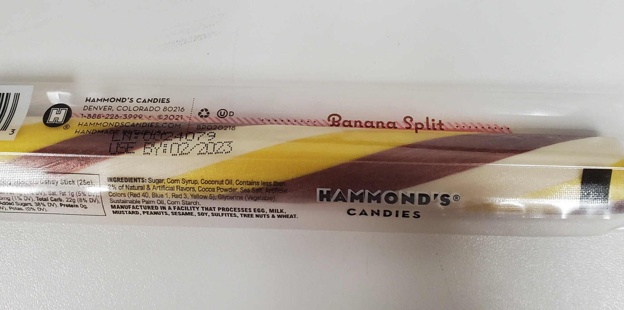 Hammond's  Old Fashioned Banana Split Cream Filled Candy Stick 1.75oz