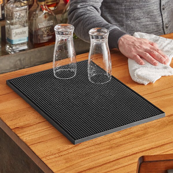 Choice Black 12" x 18" Bar Mat