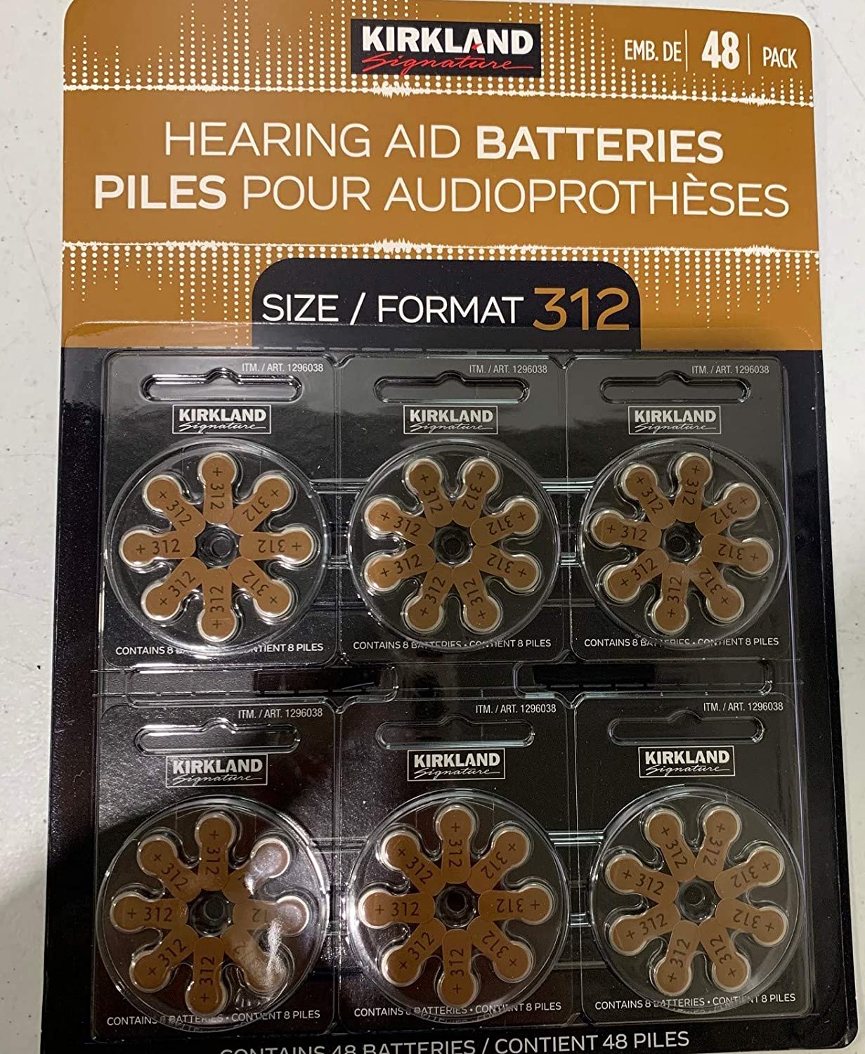 Kirkland Signature  Hearing Aid Batteries Size 312 x 48ct