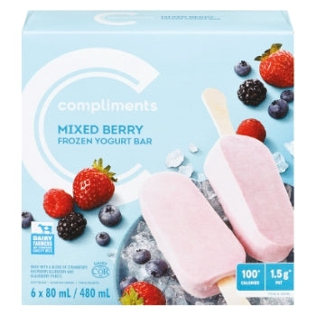 Compliments Mixed Berry Frozen Yogurt Bar 6 x 80 ml