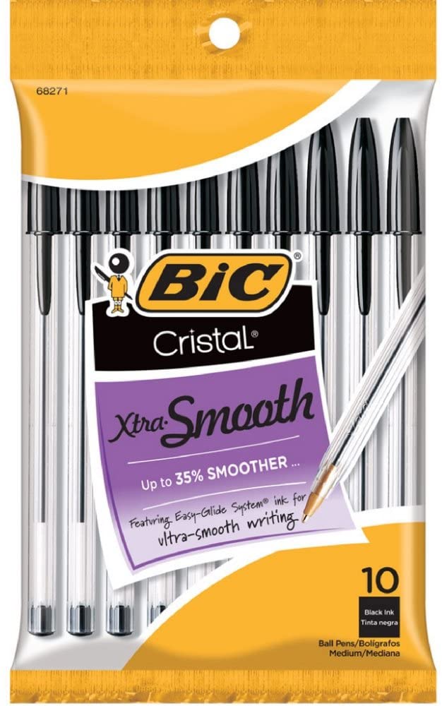 Bic Cristal  Xtra-Smooth Black Ball Pen  10ct