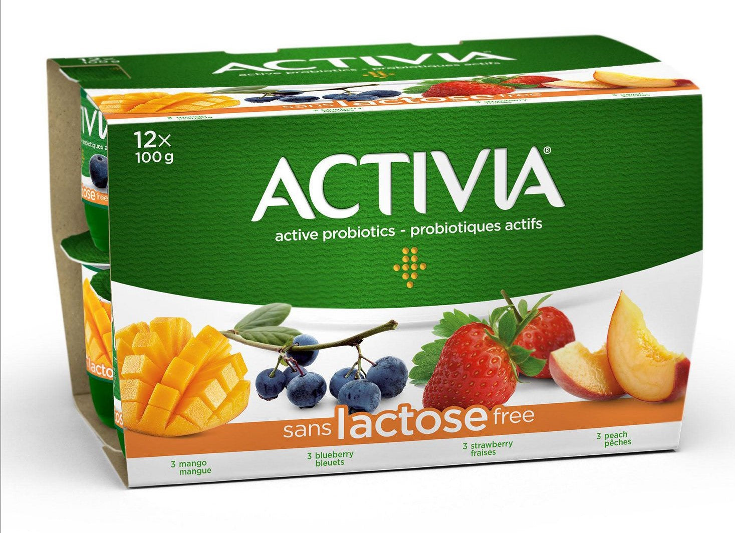 Activia Probiotic Lactose Free Yogurt 12 x 100g