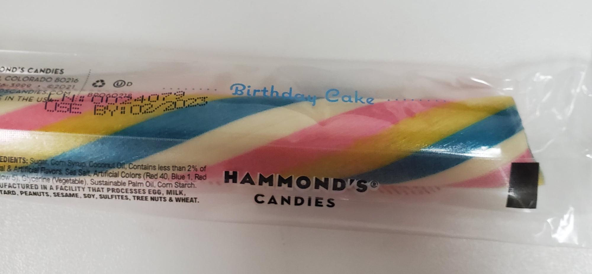 Hammond's Old Fashioned Birthday Cake Cream Filled Candy Stick 1.75oz