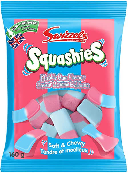 Swizzels Squashies Bubble Gum Flavor Soft Chewy Candy 160g