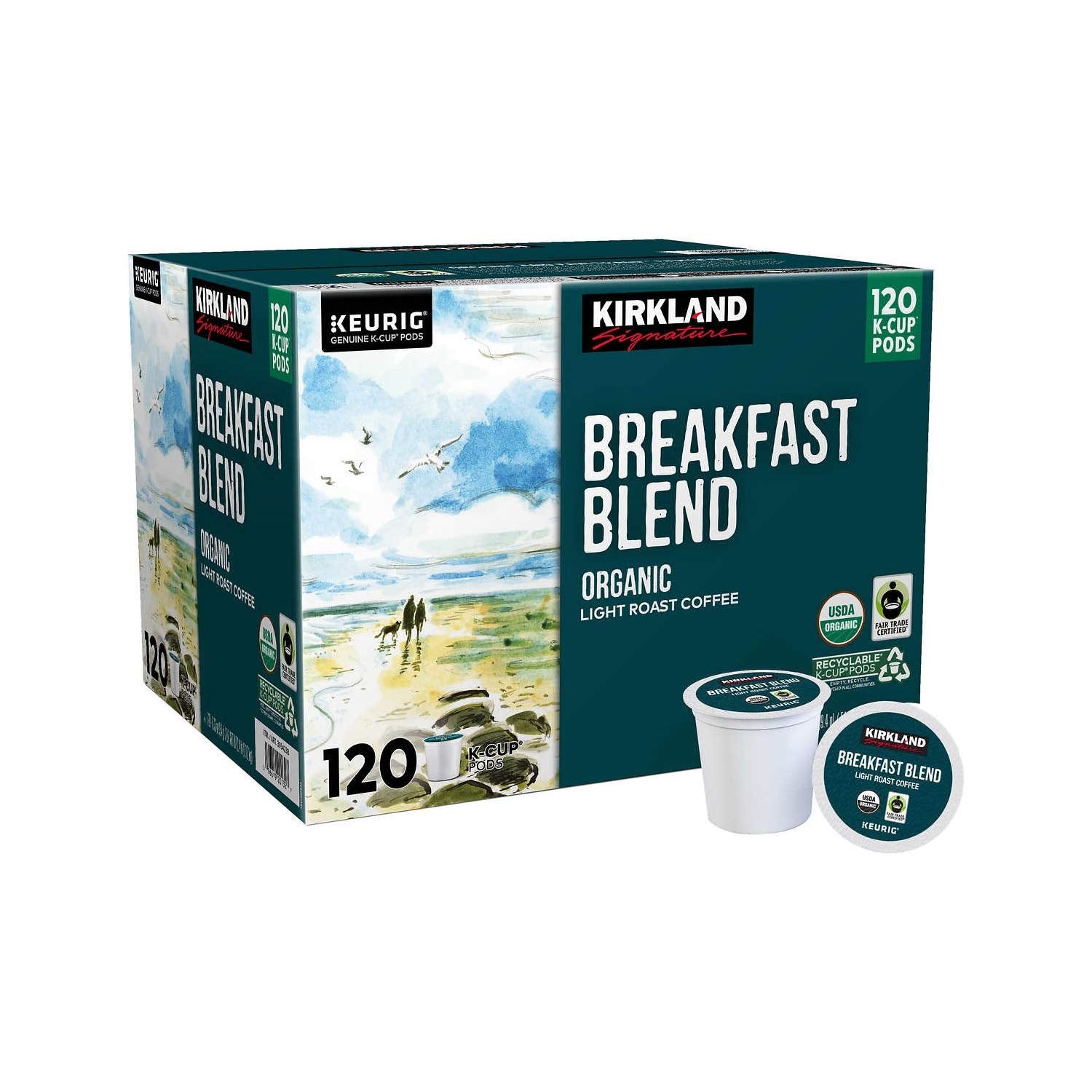 Kirkland Breakfast Blend Organic Light Roast Coffee K-Cups 120ct