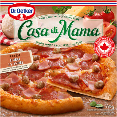 Casa di Mama Dr. Oetker Thin Crust With Rising Edge 3 Meat Pizza 395g