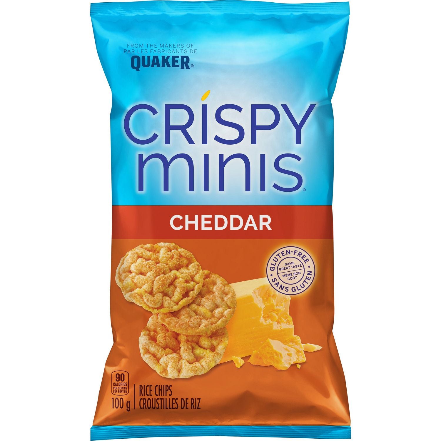 Quaker Crispy Minis Gluten Free Cheddar Rice Chips 100g