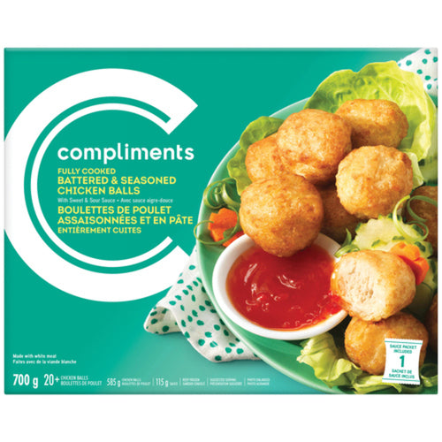 Compliments Fully Cooked Battered & Seasoned Chicken Balls 700g