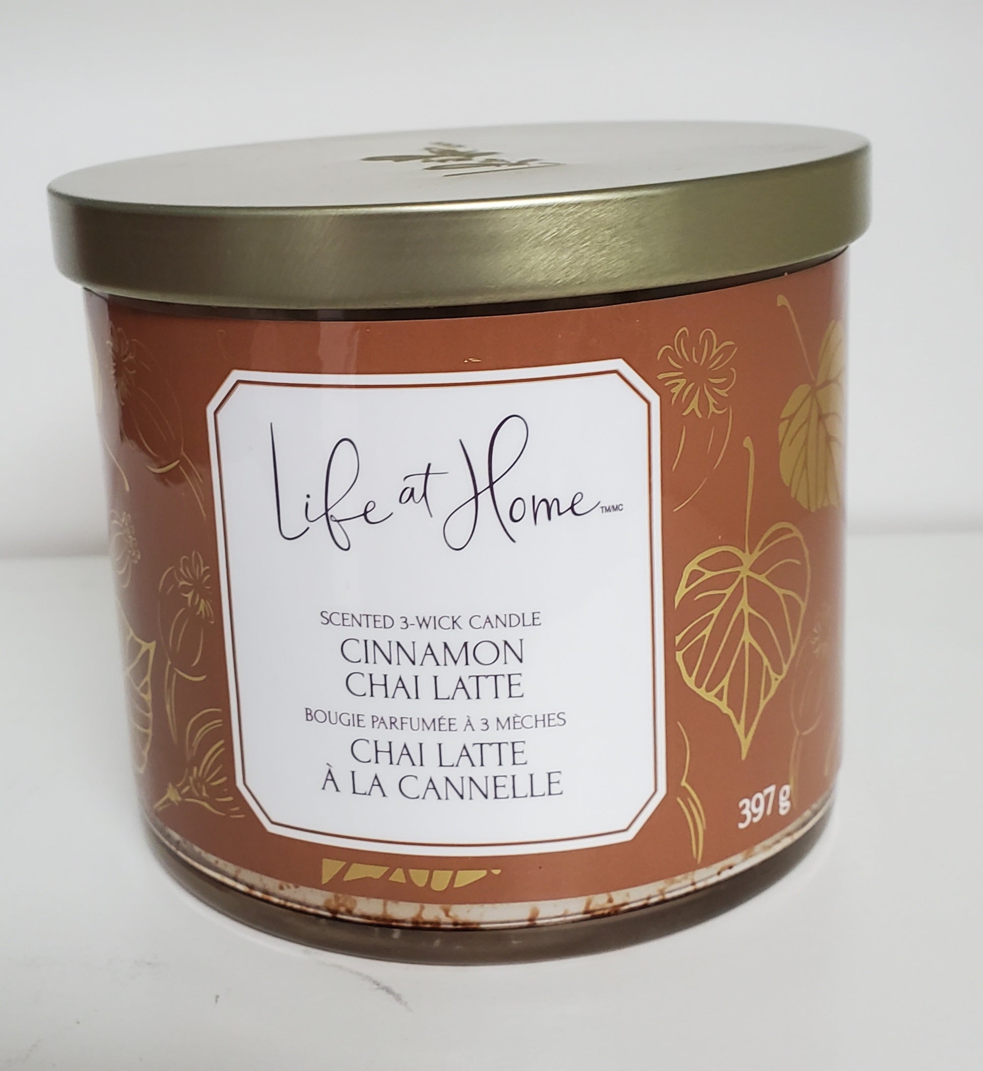 Life at Home Cinnamon Chai Latte 3 Wick Candle 14oz