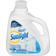 Sunlight Free & Clear Unscented Liquid Laundry  Detergent 4.43L