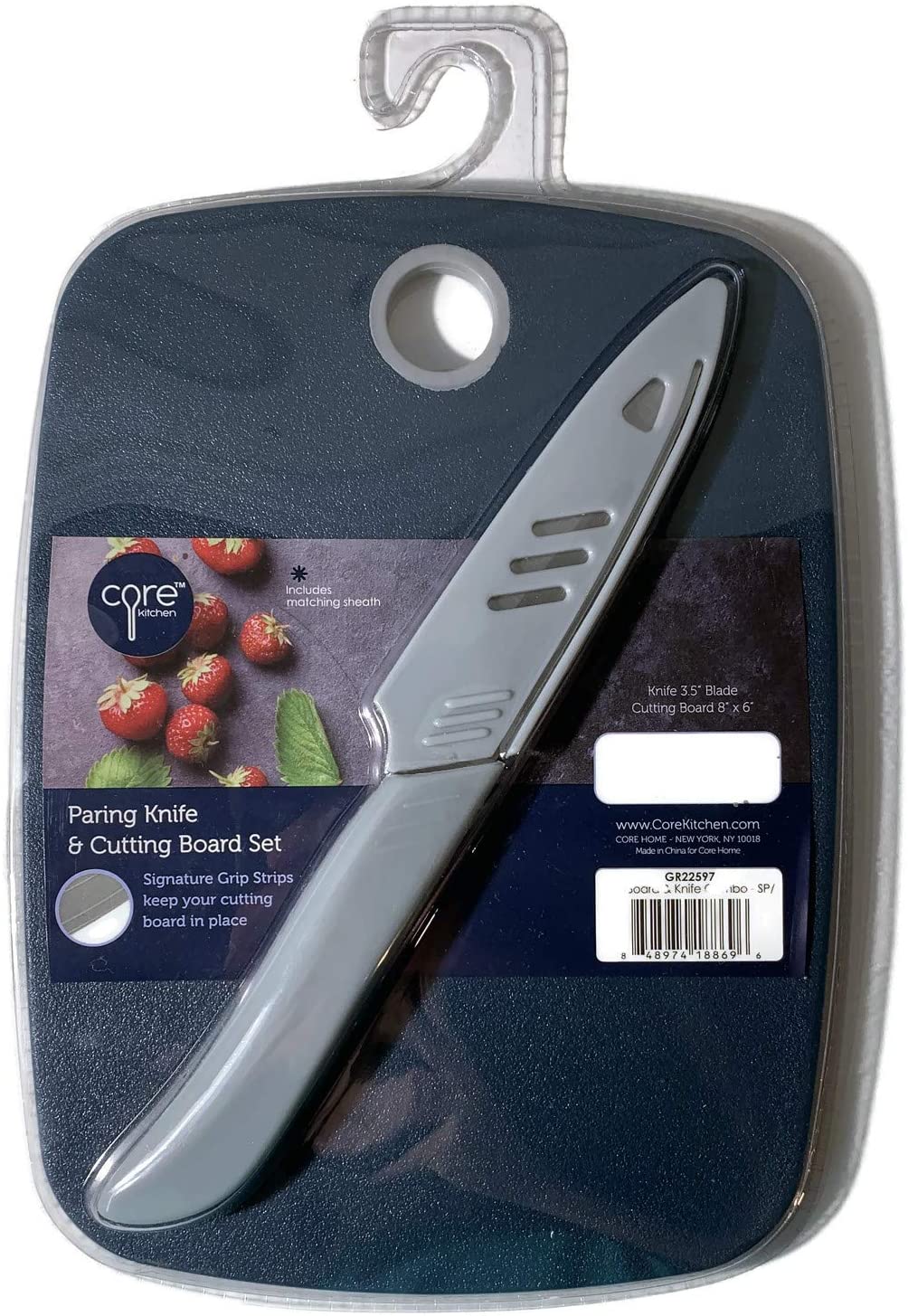 Core Kitchen Navy Paring Knife & Cutting Board Set