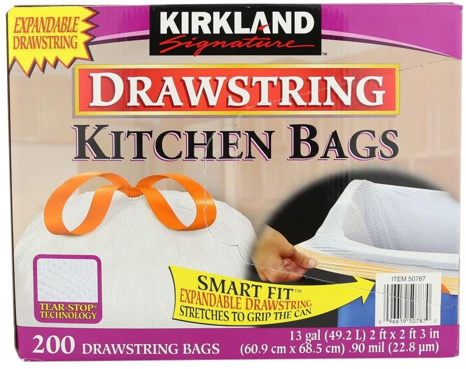 Kirkland Signature White Drawstring Kitchen Bags 100pk