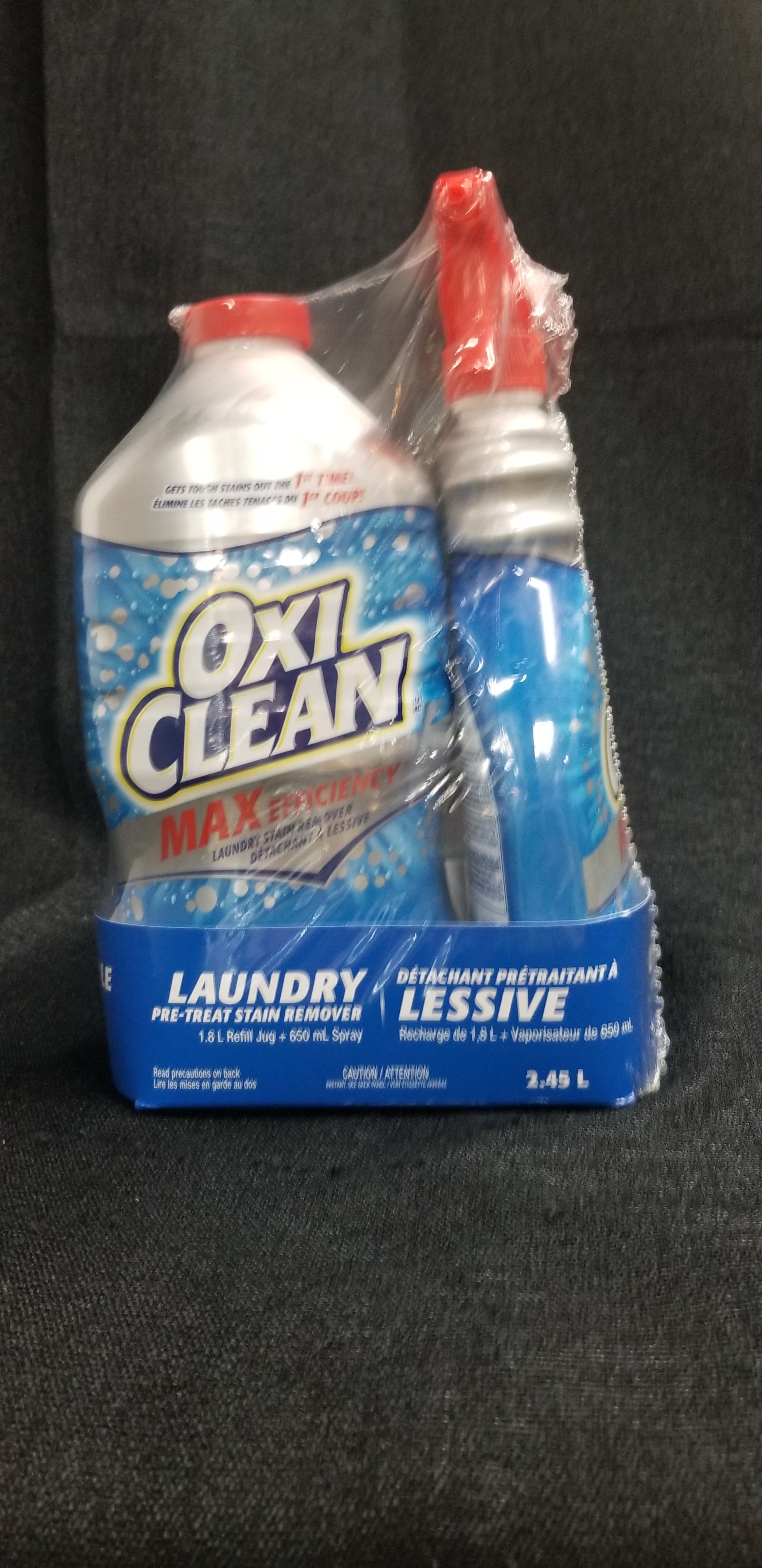 Oxi Clean Max Efficiency Laundry Pre-Treat Stain Remover 1.8 L Refill & 650 ml Spray