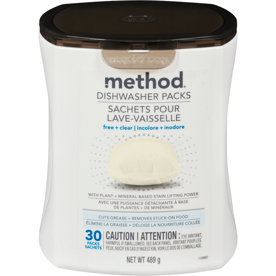 Method Packs Free + Clear Dishwasher Detergent Packs 30ct