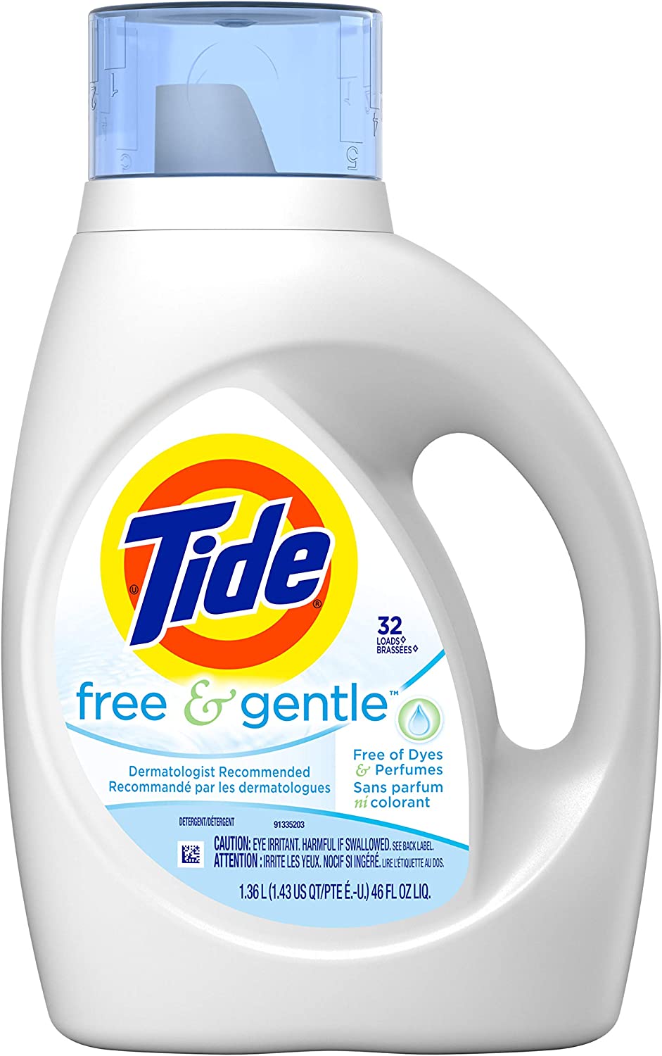 Tide Free & Gentle Unscented Liquid Laundry Detergent 1.36L