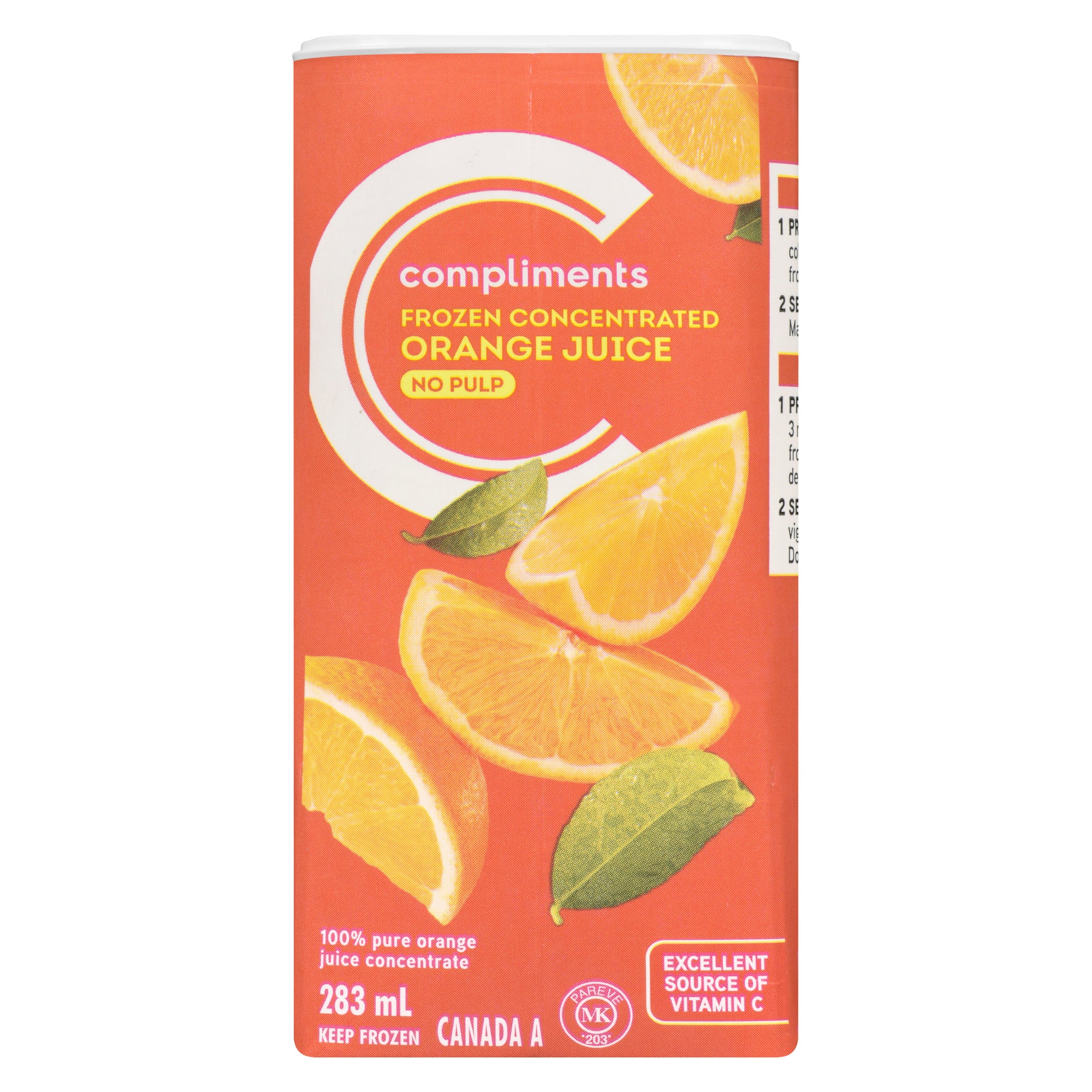 Compliments No Pulp Frozen Orange Juice 283ml