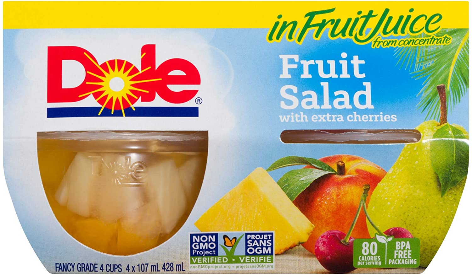 Dole  Fruit Bowls Fruit Salad With Extra Cherries 20  x 107ml