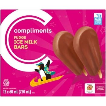 Compliments Fudge Ice Milk Bars 12 x 60 ml