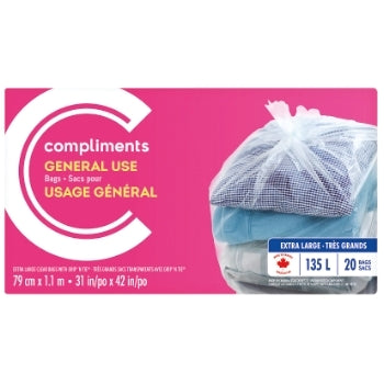 Compliments 135L General Use Bags 20ct