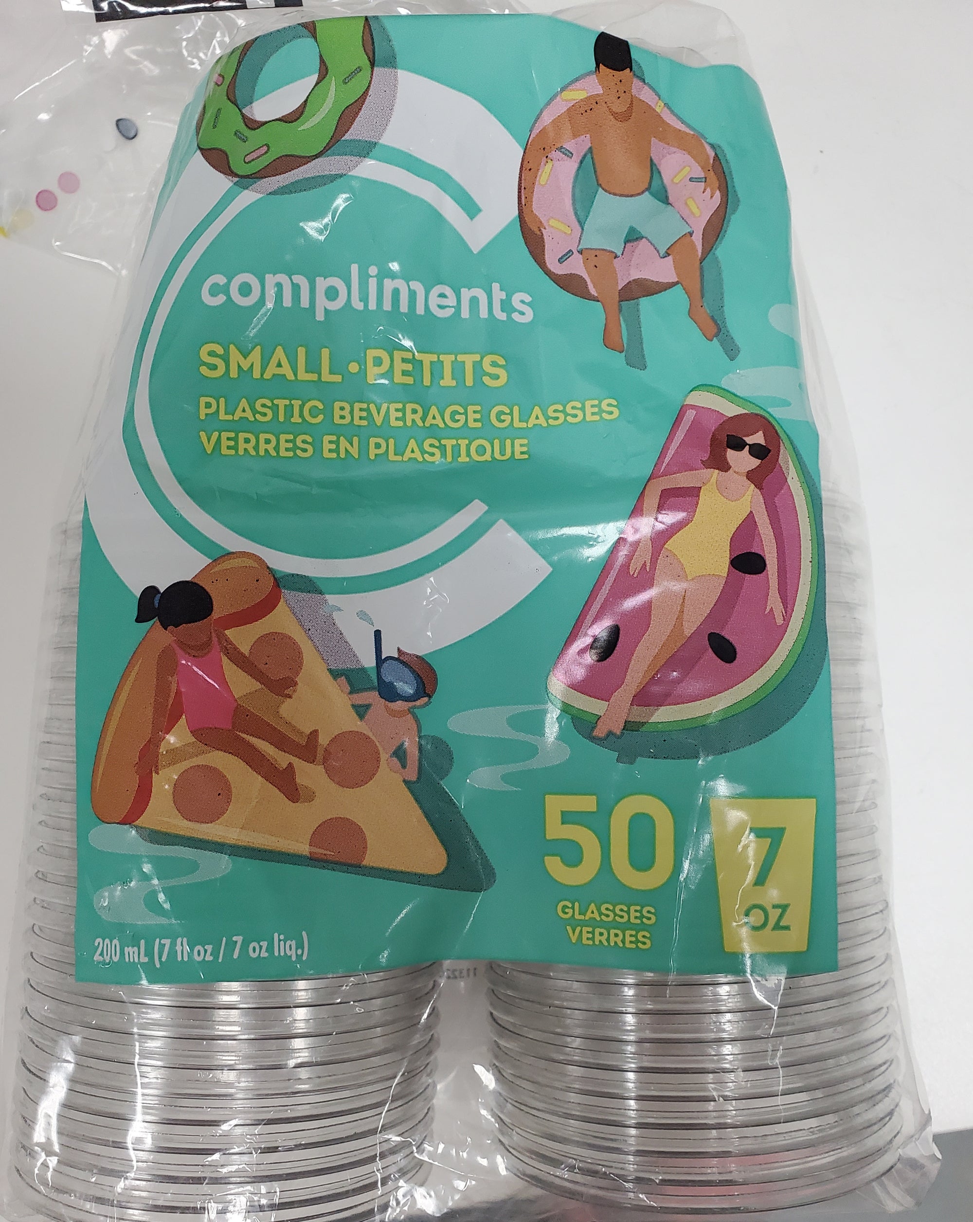 Compliments Plastic Beverage Glasses 7 oz 50 Pk