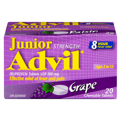 Advil Junior Grape Flavored Chewable Tablets  20ct