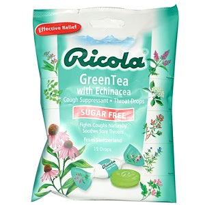 Ricola Sugar Free Green Tea with Echinacea Cough Suppressant - Throat Lozenges 19pk