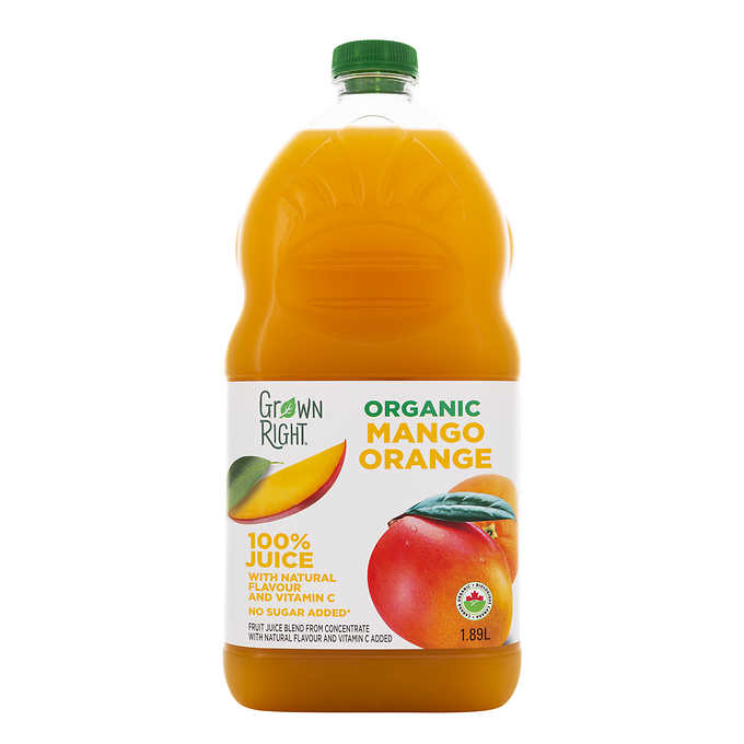 Grown Right Organic Mango Orange Juice 1.89L