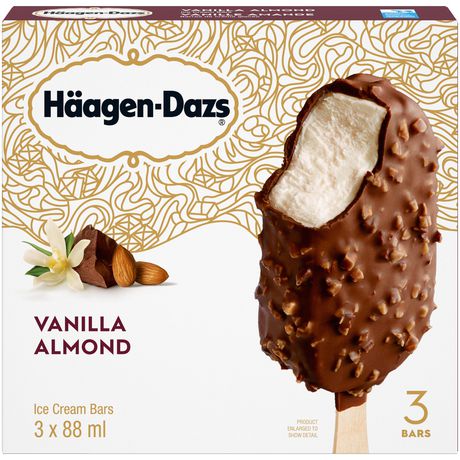 Haagen-Dazs Vanilla Almond Ice Cream Bars 3 x 88ml