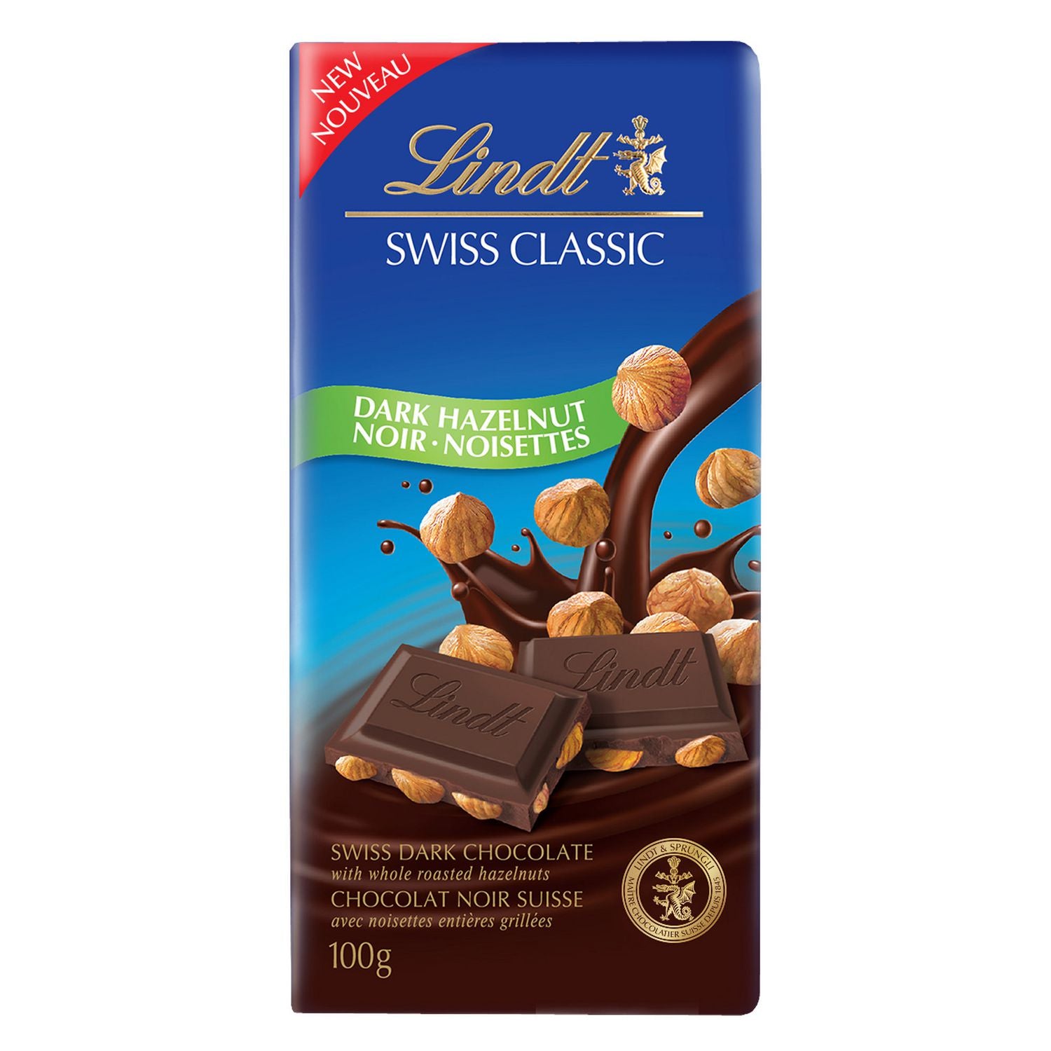 Lindt Swiss Classic Dark Hazelnut Chocolate Bar 100 g