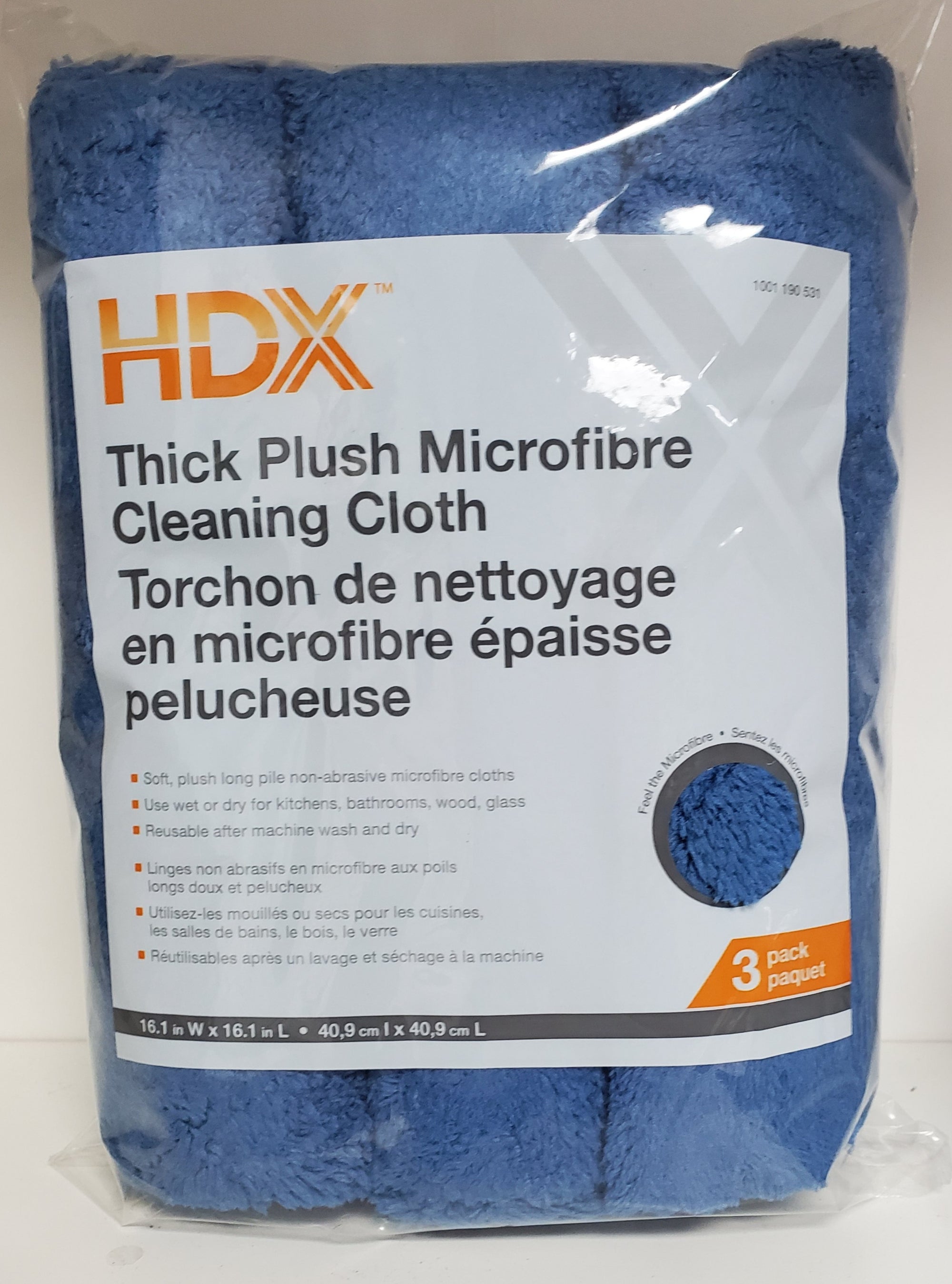 HDX Thick Plush Microfibre Cleaning Cloth 3pk