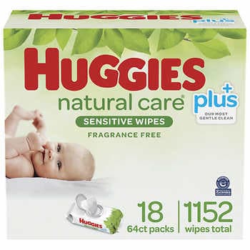 Huggies Natural Care Fragrance Free Sensitive Wipes 18  x 64ct