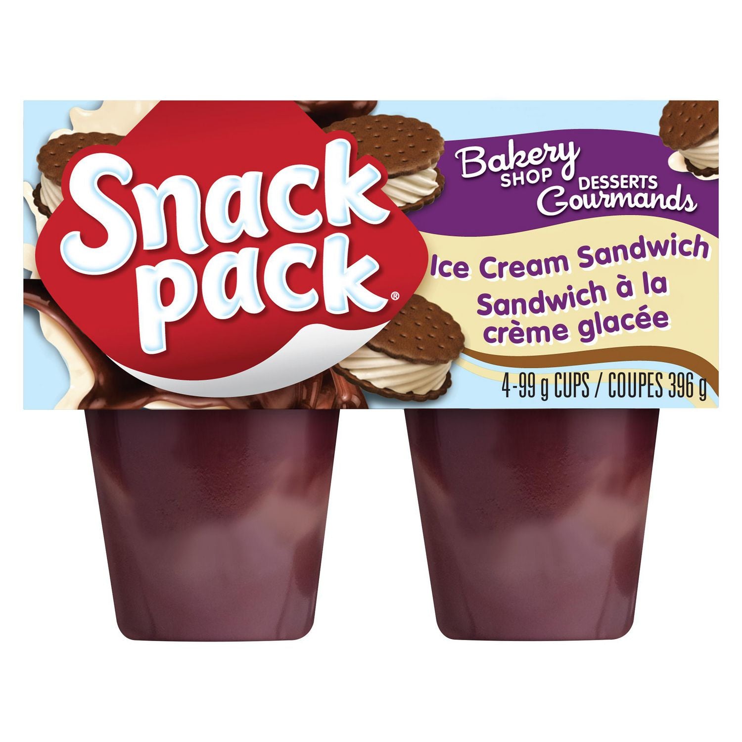 Snack Pack  Ice Cream Sandwich Flavor Pudding Cups  4  x 99g