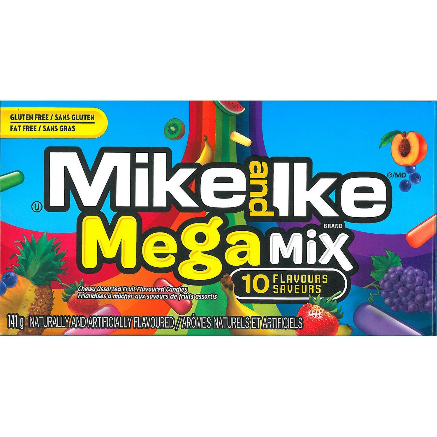 Mike and Ike Mega Mix Gluten Free Chewy Assorted Fruit Flavored Candies 141g