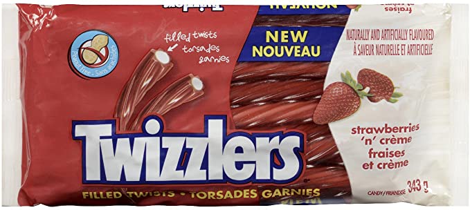 Twizzlers Filled Twists  Strawberries 'n' Creme Candy 343g