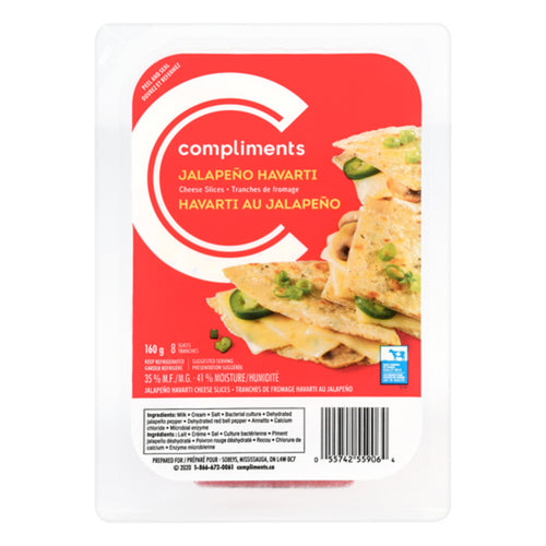 -Compliments Jalapeno Creamy Havarti Sliced Cheese 160 g