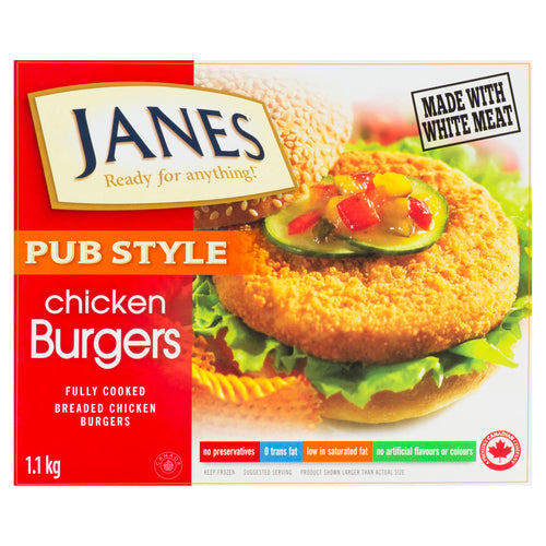 -Janes Breaded Fully Cooked Chicken Burgers 1.1kg