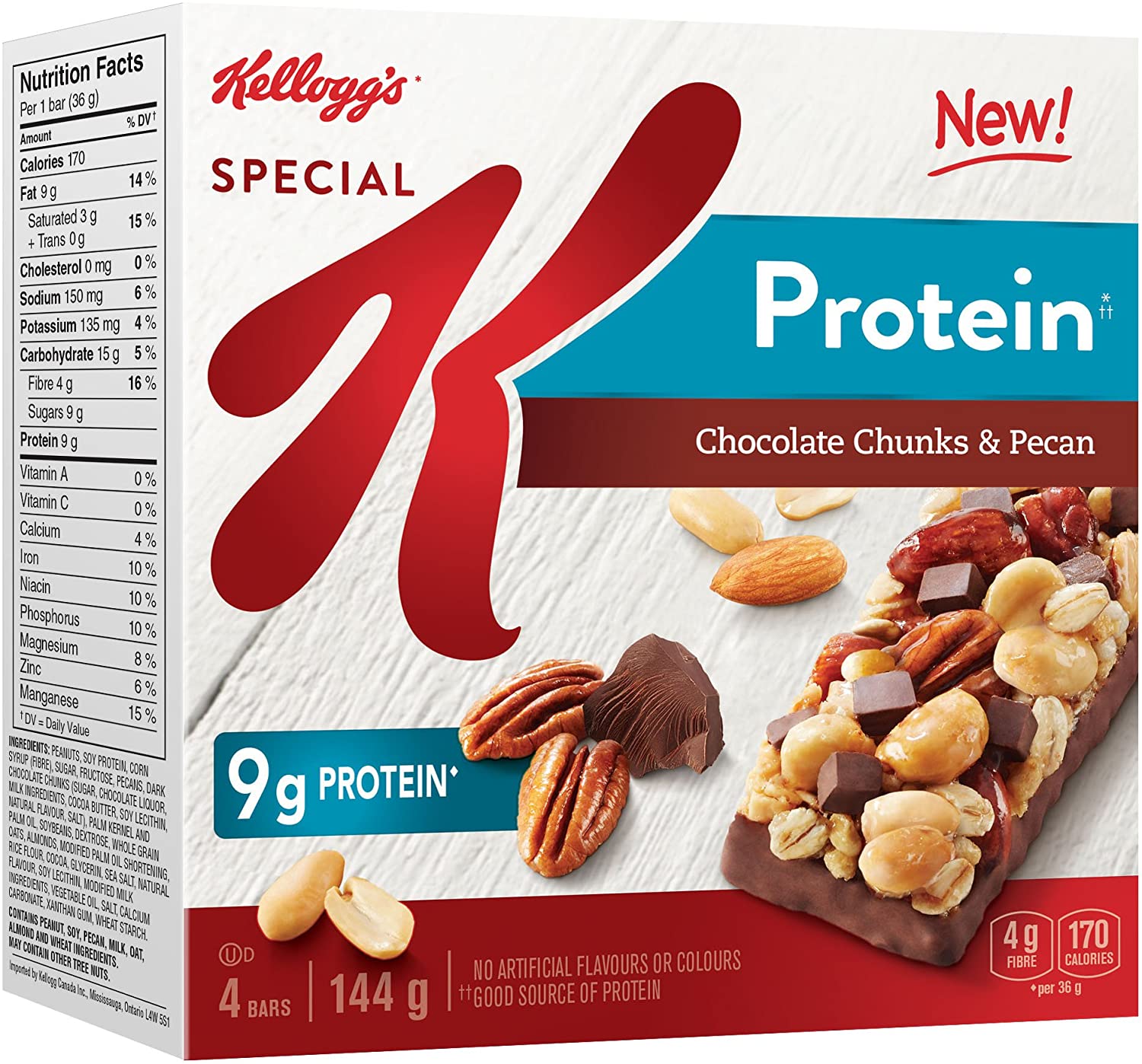 Kellogg's Special K Protein Chocolate Chunks & Pecan Bars 4  Ct 144g