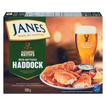 Janes Alexander Keith's Beer Battered Haddock Fillets 530g