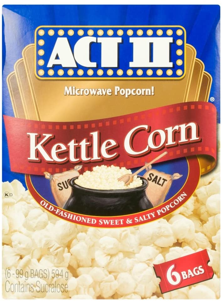 ACT II Kettle Corn Microwave Popcorn Bags 6 x 99g