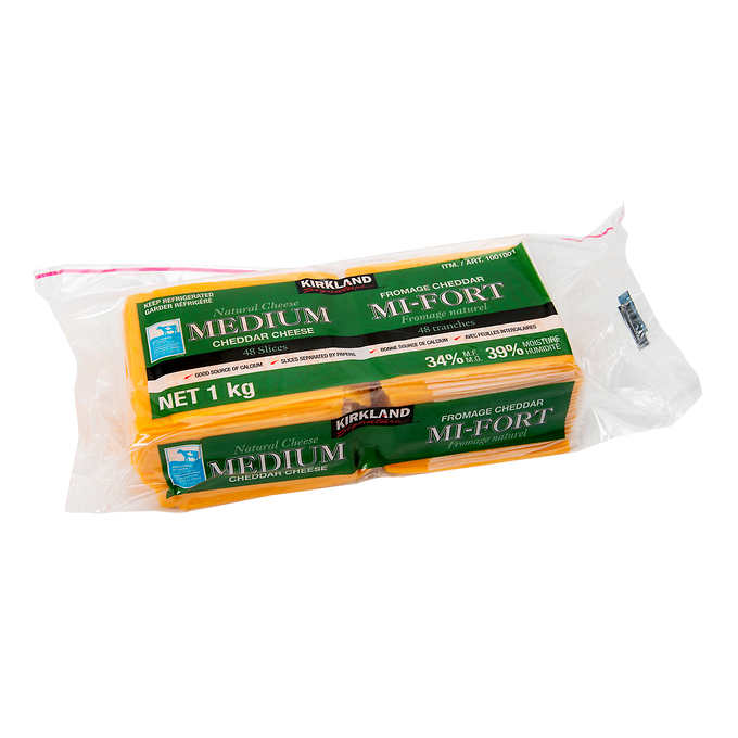 Kirkland Signature Medium Cheddar Cheese Slices 1kg