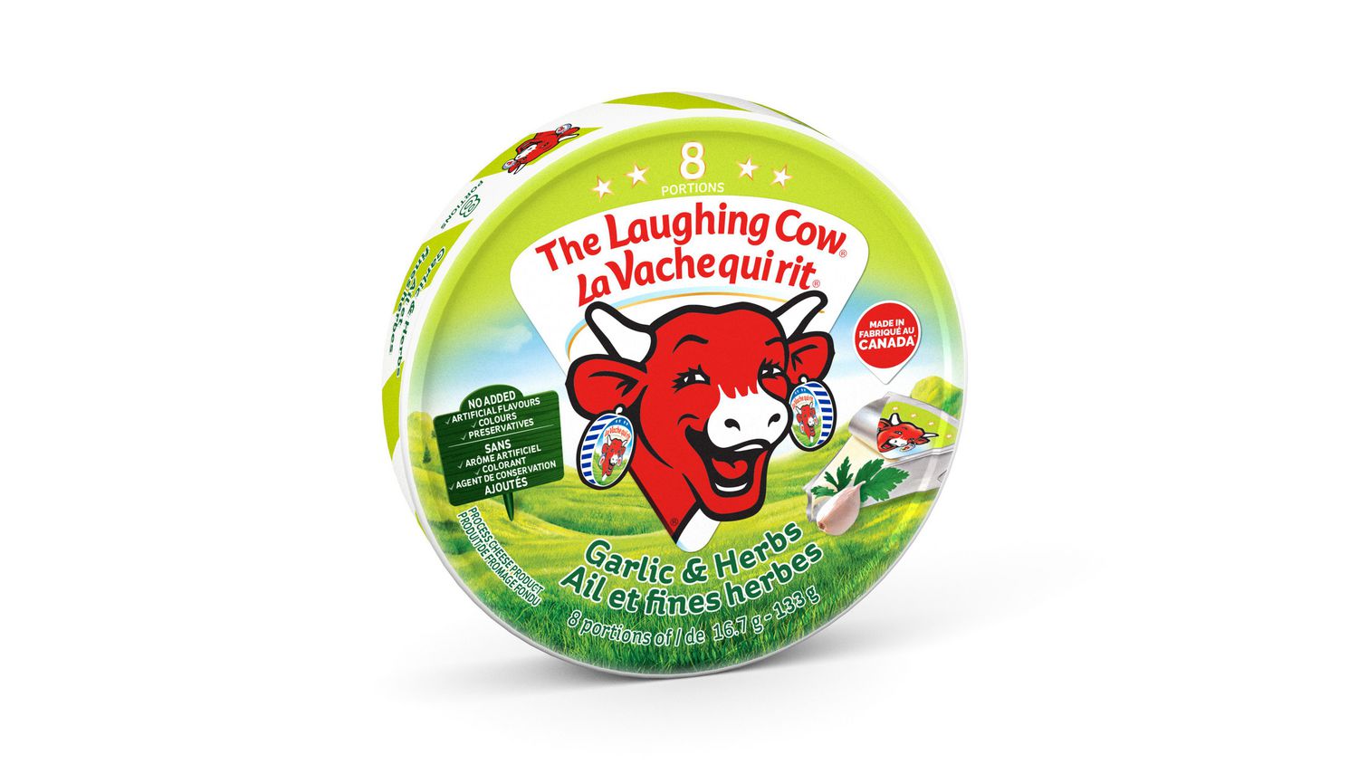 The Laughing Cow Garlic & Herbs Process Cheese 8 x 113g