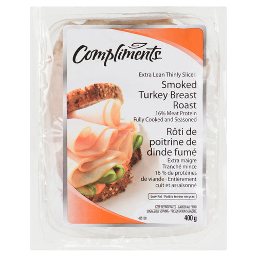 Compliments Extra Lean Thinly Sliced Smoked Turkey Breast  400 g